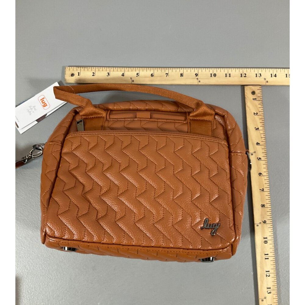 Lug Copper Brown Vegan Faux Leather Quilted Crossbody Bag - Adjustable Strap - Picture 2 of 2